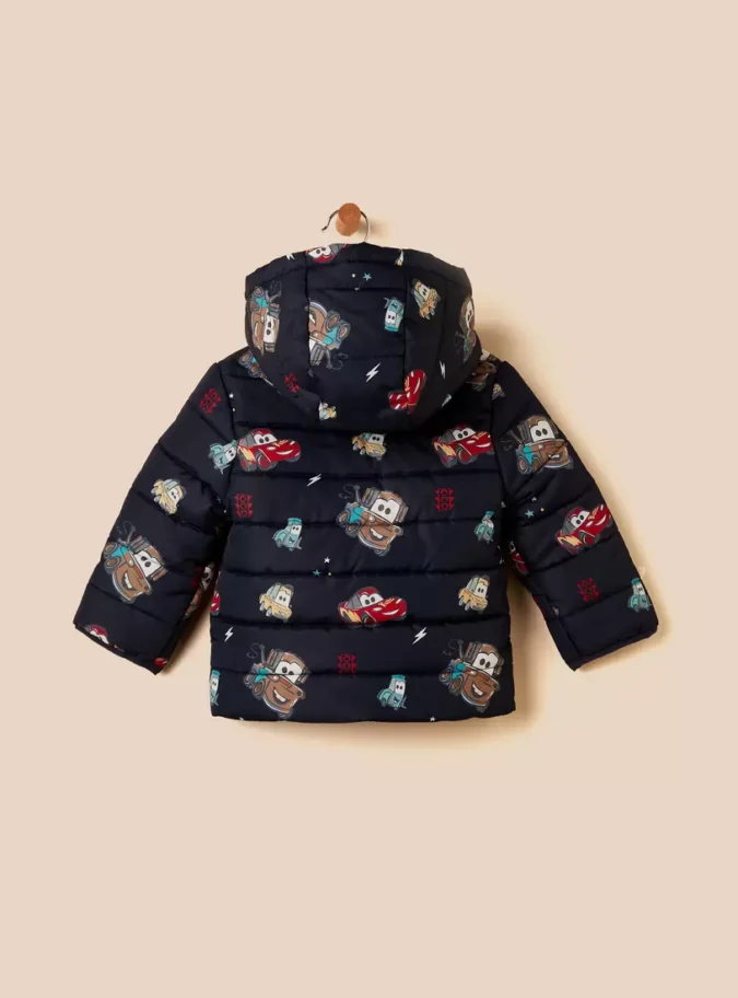 Cars Print Hooded Puffer Jacket-3