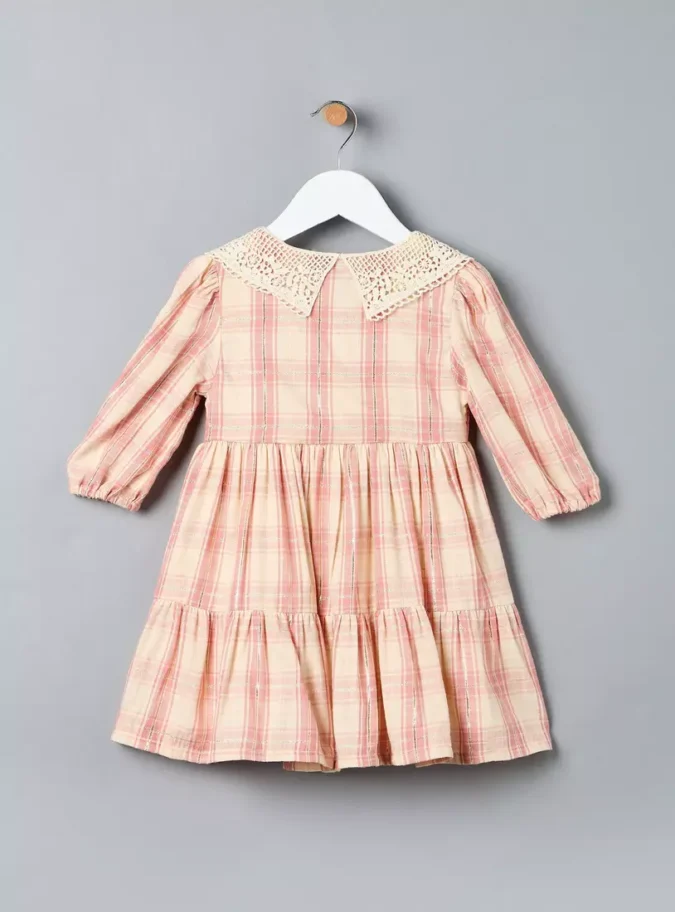 Checked A-line Dress with Collar-2