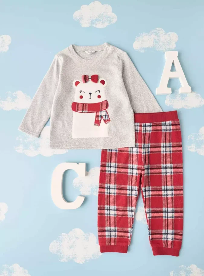 Checked Fleece Pyjama Set-1