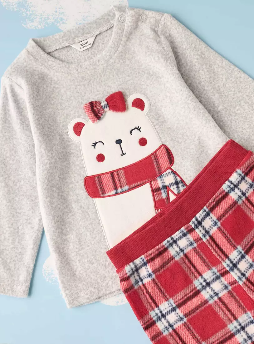 Checked Fleece Pyjama Set-3