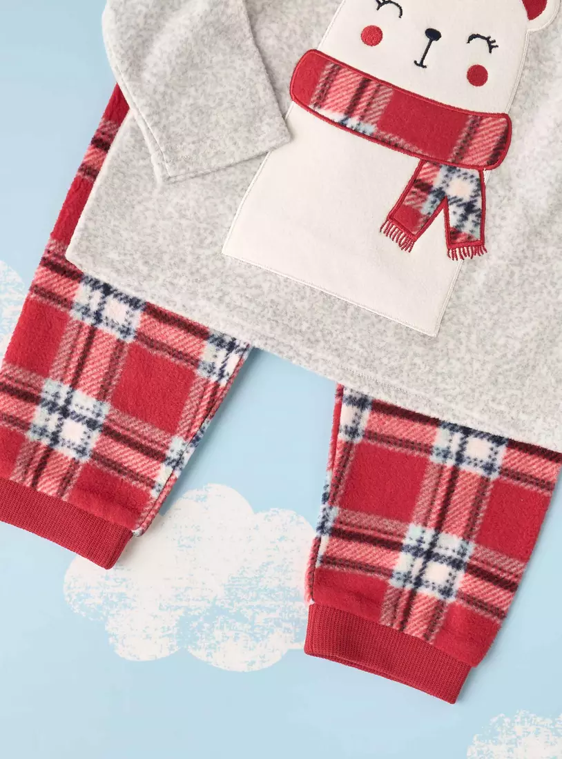 Checked Fleece Pyjama Set-4