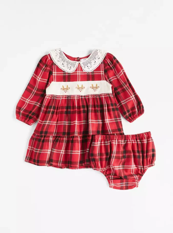 Checked Peter Pan Collar Dress with Bloomers-1