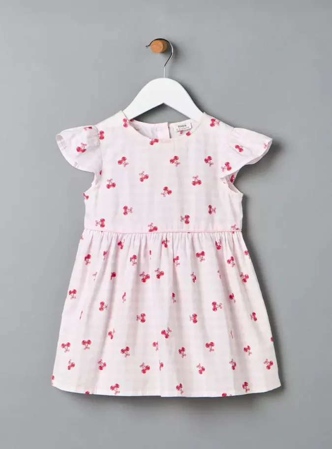 Cherry Print Dress with Cap Sleeves-1