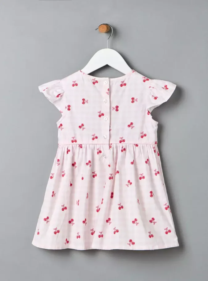Cherry Print Dress with Cap Sleeves-2