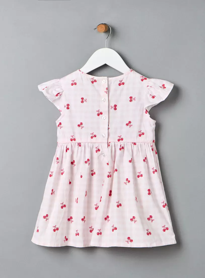 Cherry Print Dress with Cap Sleeves-2