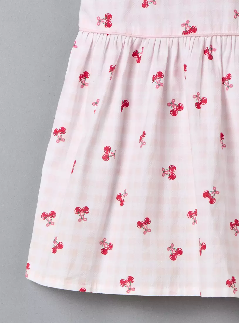 Cherry Print Dress with Cap Sleeves-3