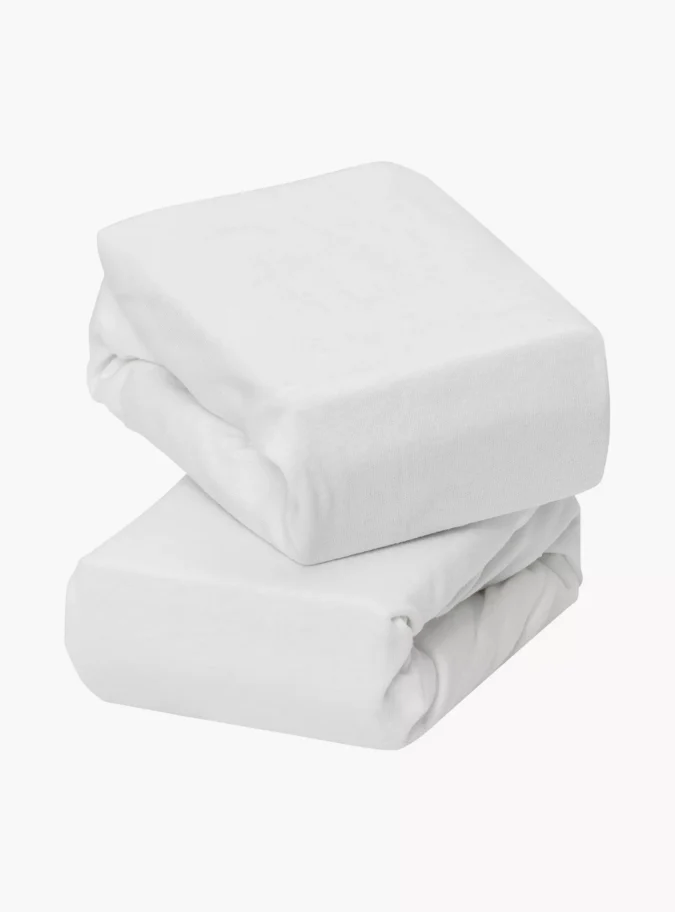 ClevaMama 2-Piece Jersey Cotton Fitted Sheets for Cot - White-1