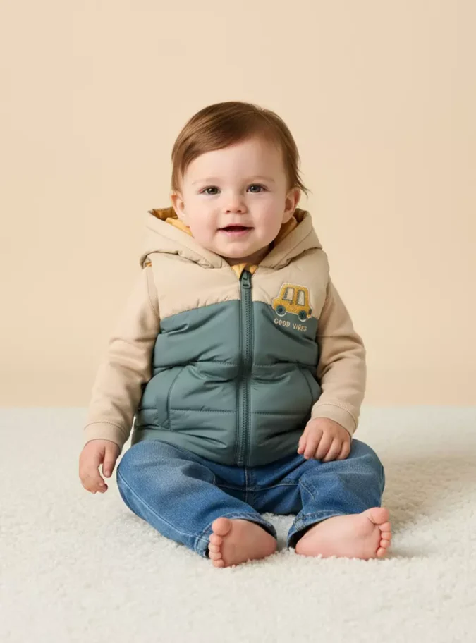 Colourblock Sleeveless Hooded Gilet-1