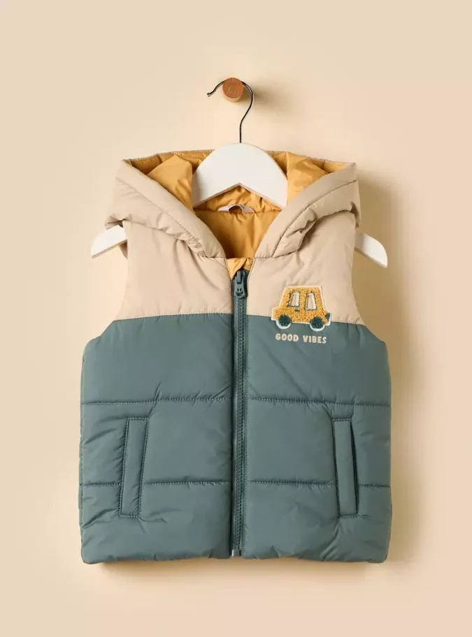 Colourblock Sleeveless Hooded Gilet-2