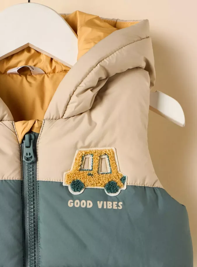 Colourblock Sleeveless Hooded Gilet-4