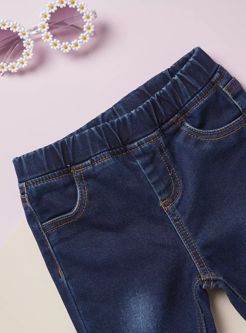 Comfort Fit Full Length Jeans with Elasticated Waistband and Pockets-2