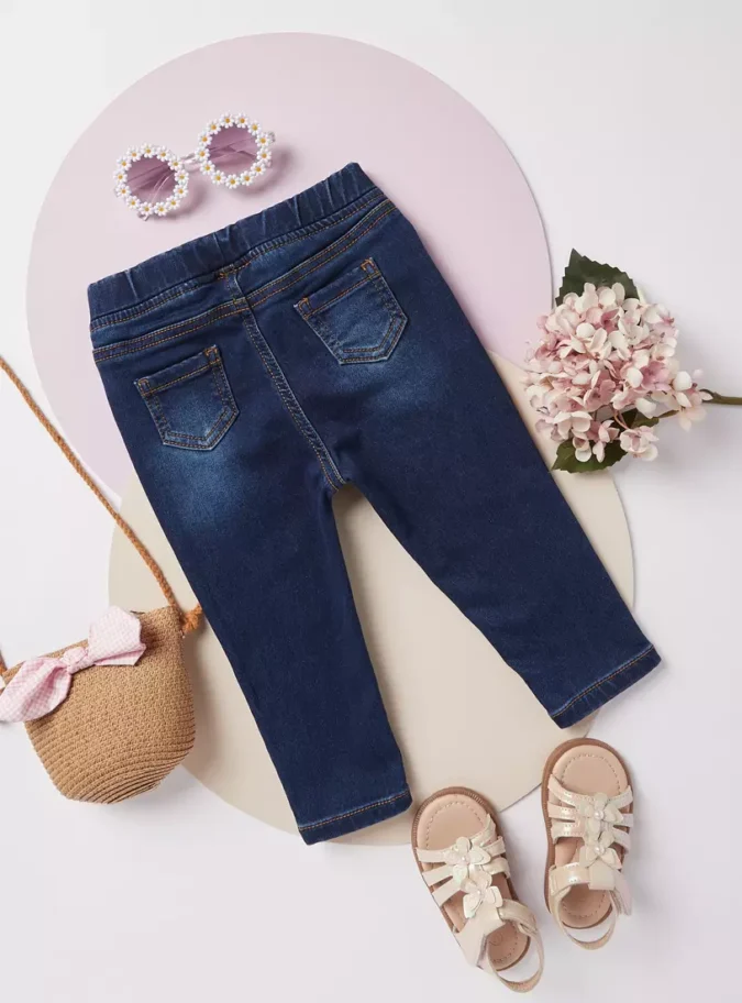 Comfort Fit Full Length Jeans with Elasticated Waistband and Pockets-3