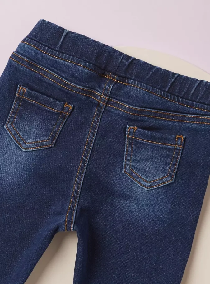 Comfort Fit Full Length Jeans with Elasticated Waistband and Pockets-4