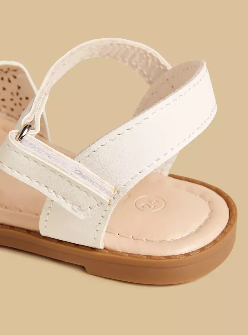 Cutout Design Sandals with Hook and Loop Closure-4