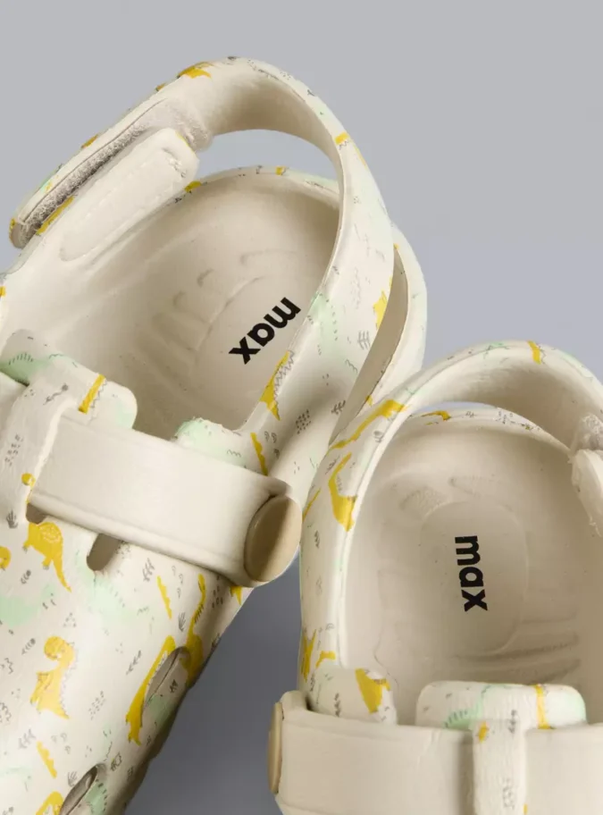 Dinosaur Print Clogs with Hook and Loop Closure-3