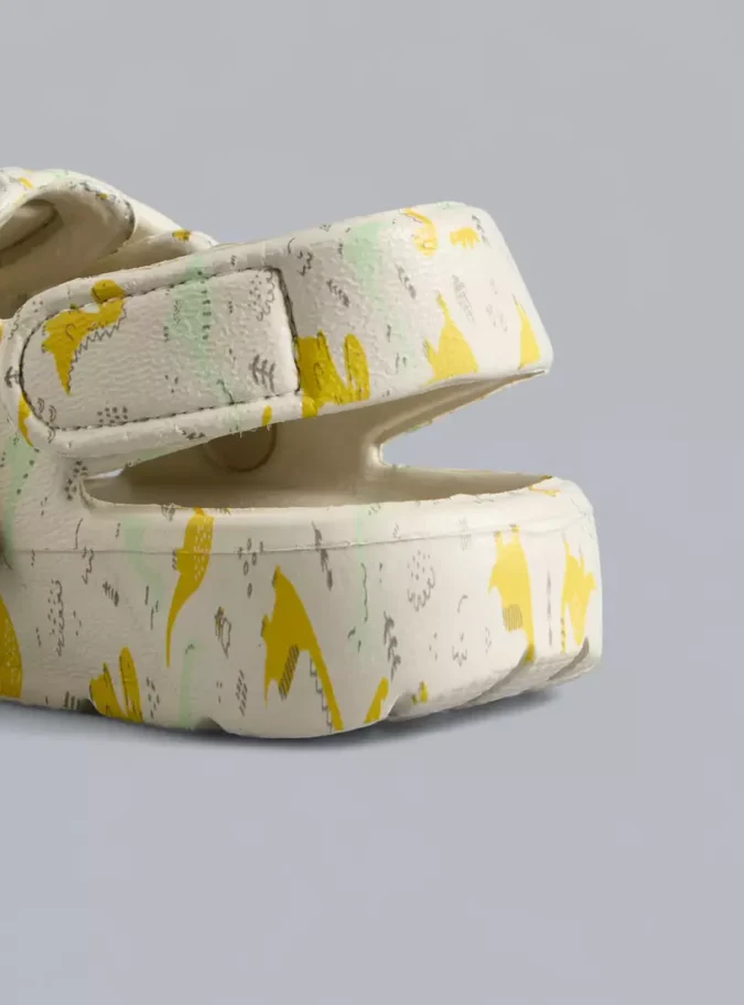 Dinosaur Print Clogs with Hook and Loop Closure-4