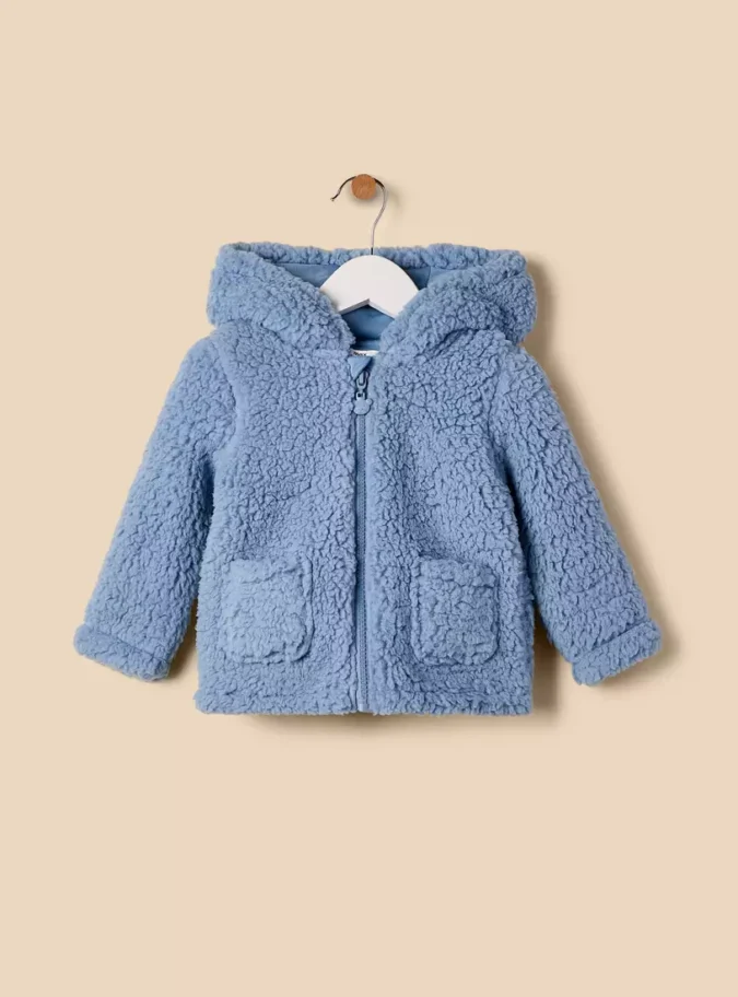 Ear Applique Faux Fur Hooded Jacket-2