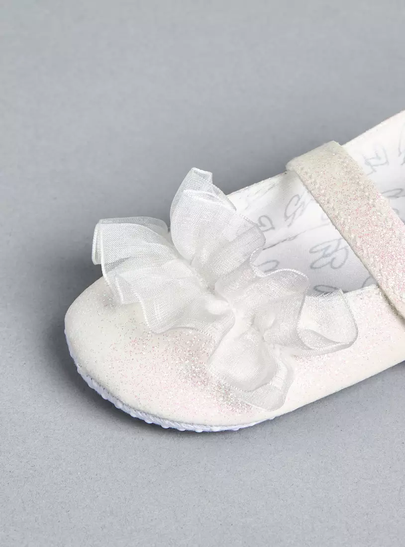 Embellished Frill Detail Booties with Hook and Loop Closure-2