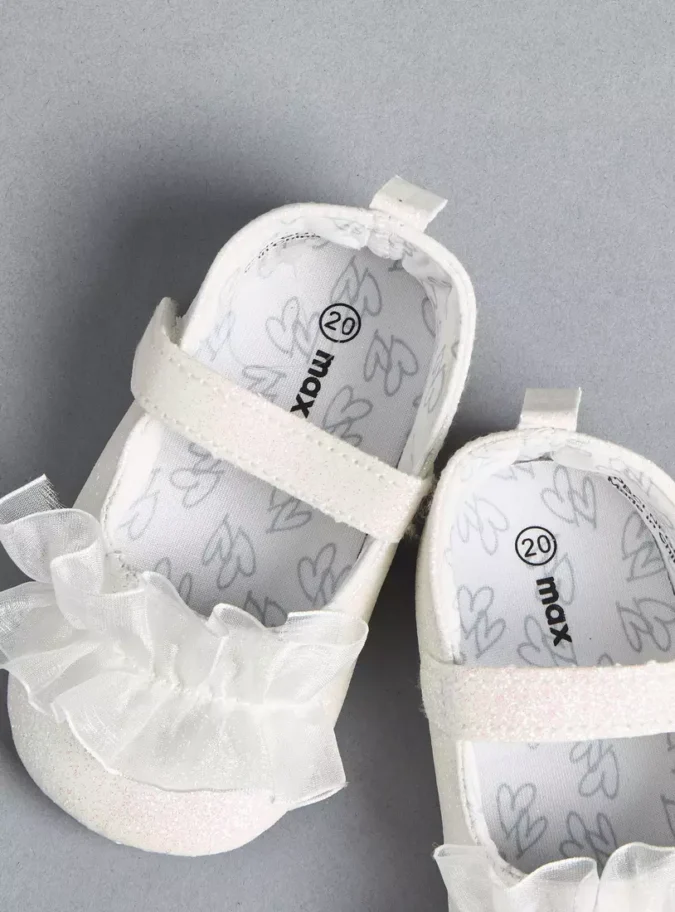 Embellished Frill Detail Booties with Hook and Loop Closure-4