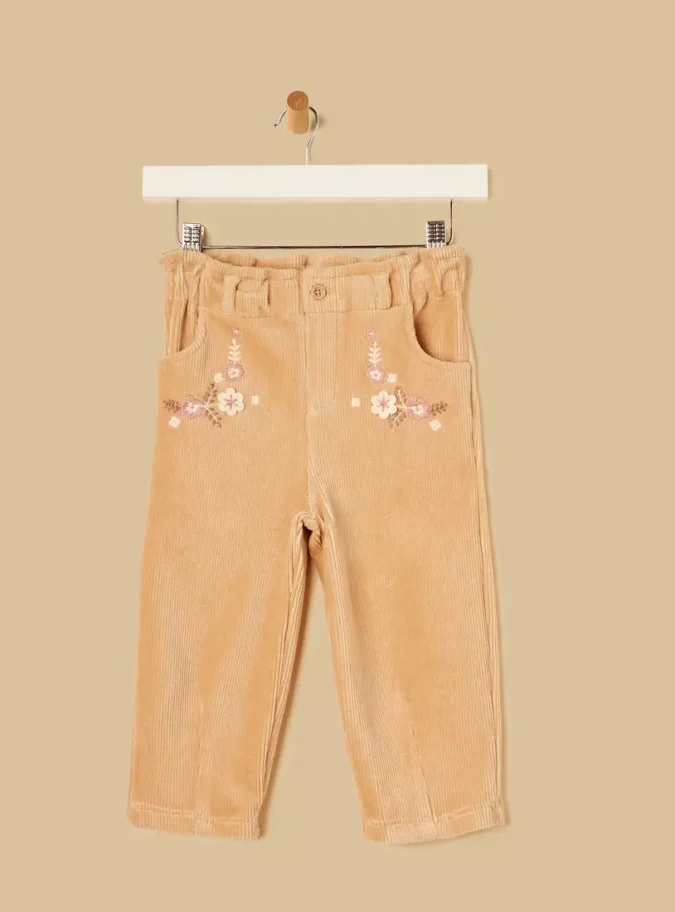 Embroidered Corduroy Pants-1