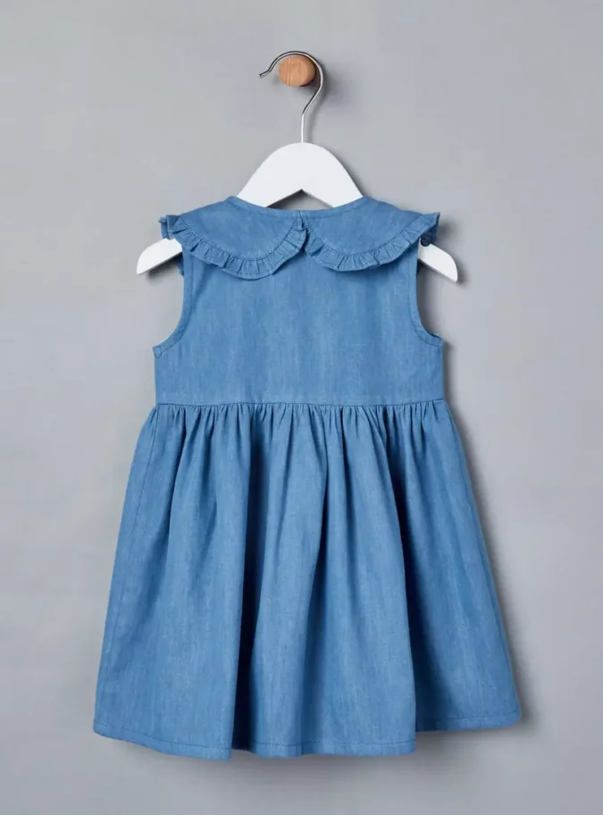 Embroidered Denim Sleeveless Dress-2