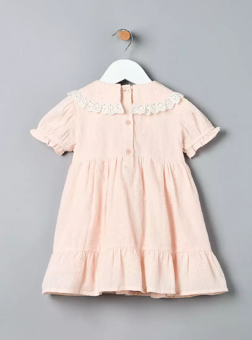 Embroidered Lace Collar Dress-2