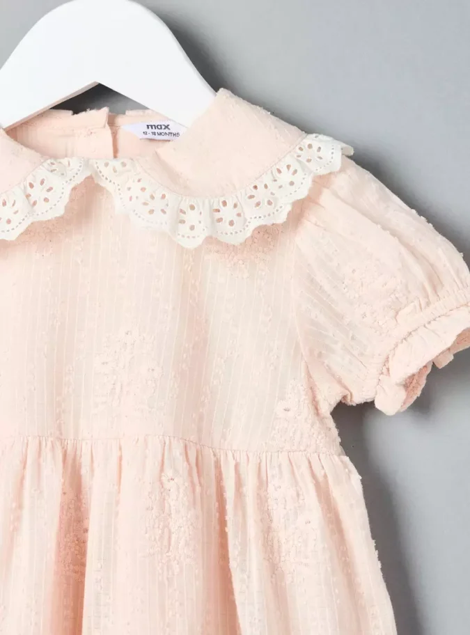 Embroidered Lace Collar Dress-3