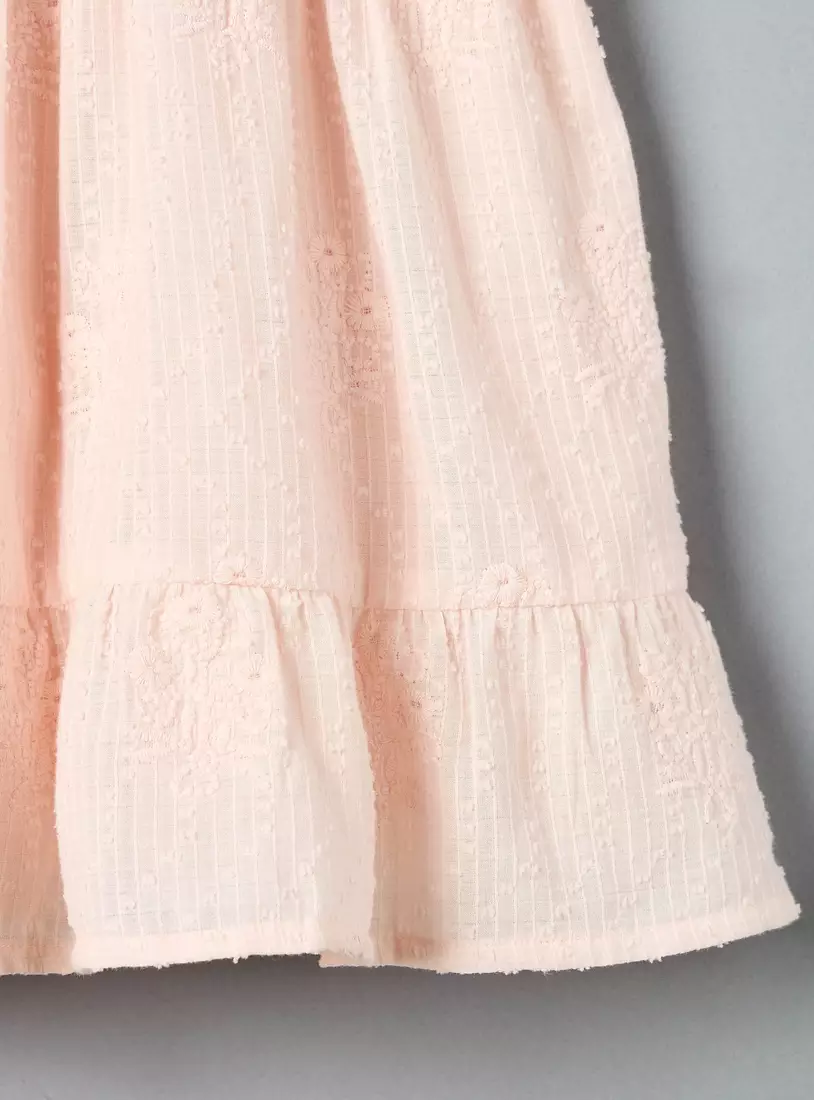 Embroidered Lace Collar Dress-4