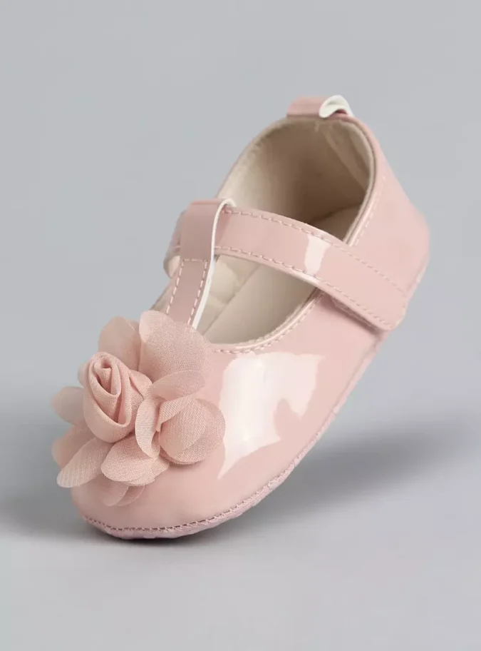 Floral Accent Booties with Hook and Loop Closure-1