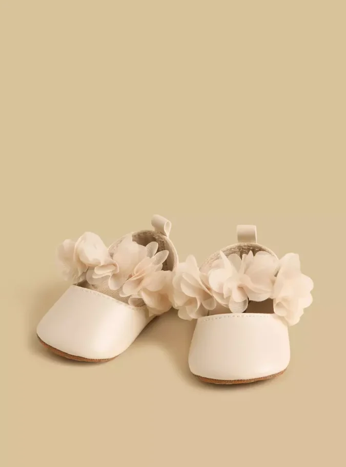 Floral Accent Booties with Hook and Loop Closure-1