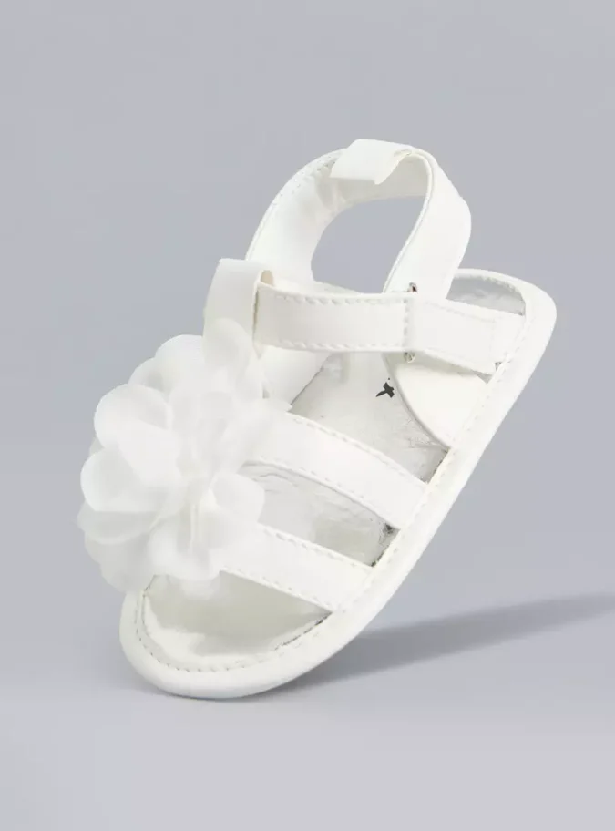 Floral Accent Booties with Hook and Loop Closure-1