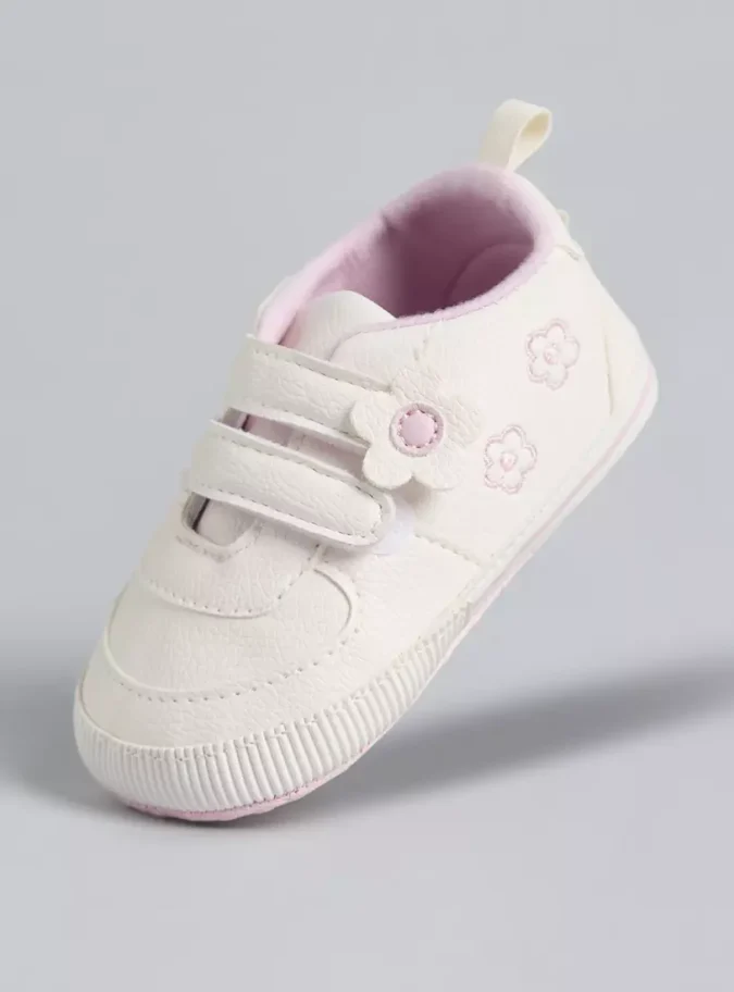 Floral Accent Booties with Hook and Loop Closure-1