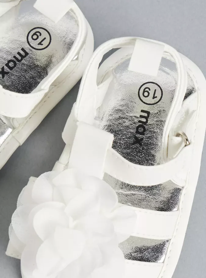 Floral Accent Booties with Hook and Loop Closure-2