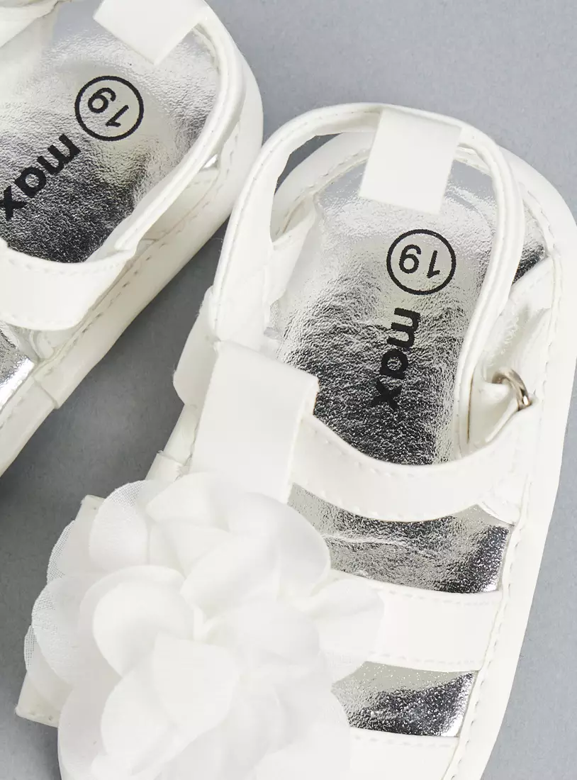 Floral Accent Booties with Hook and Loop Closure-2