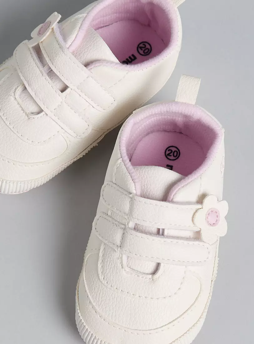 Floral Accent Booties with Hook and Loop Closure-2