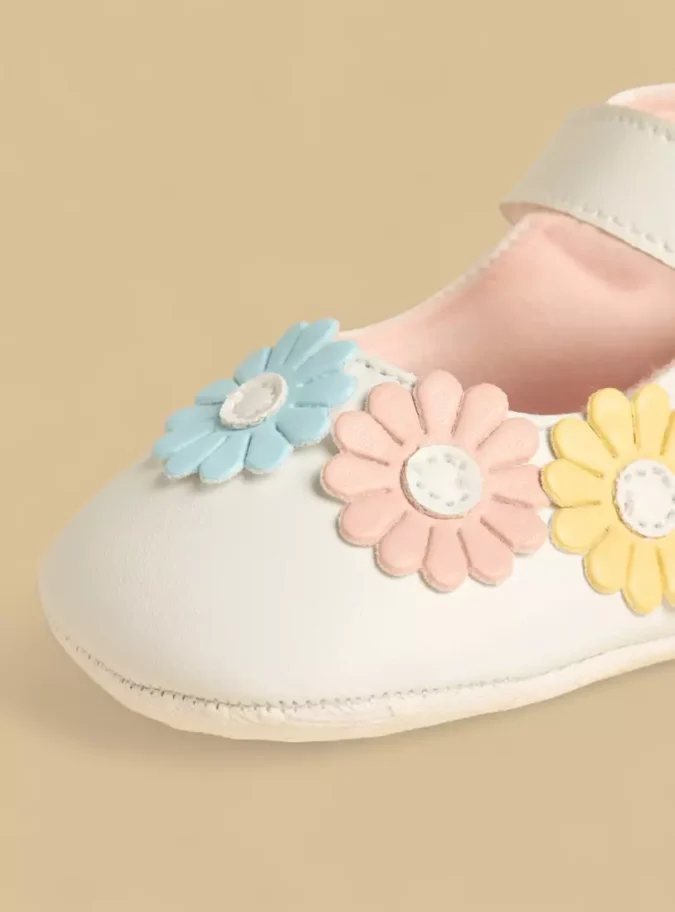 Floral Accent Booties with Hook and Loop Closure-3