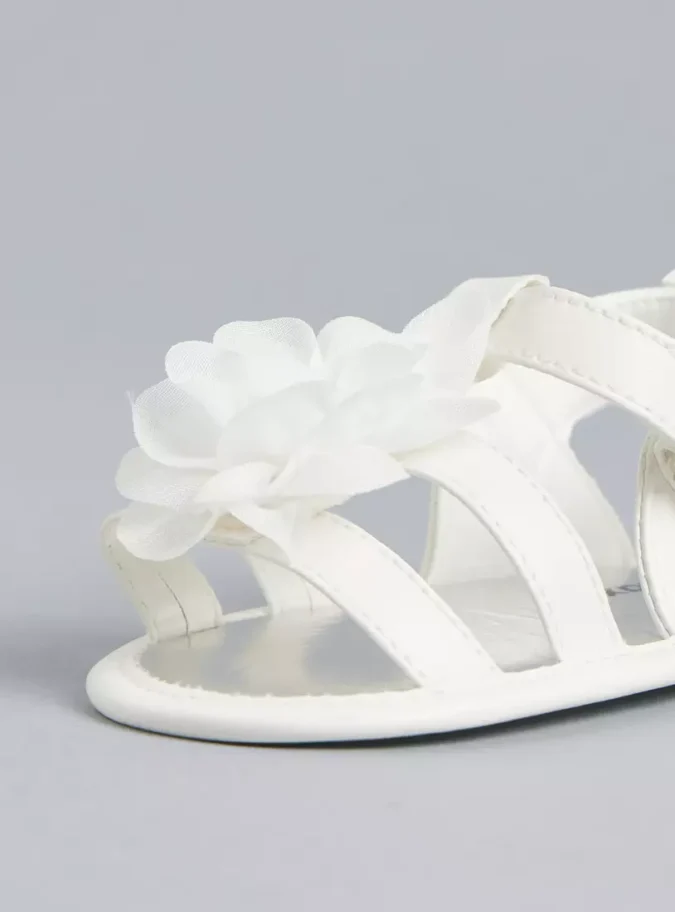 Floral Accent Booties with Hook and Loop Closure-3