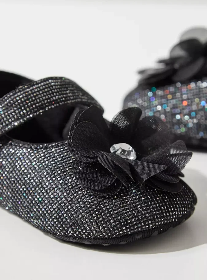 Floral Accent Booties with Hook and Loop Closure-3