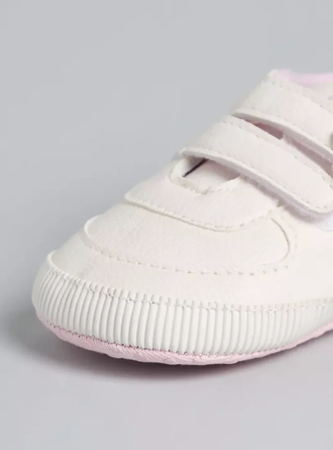 Floral Accent Booties with Hook and Loop Closure-3