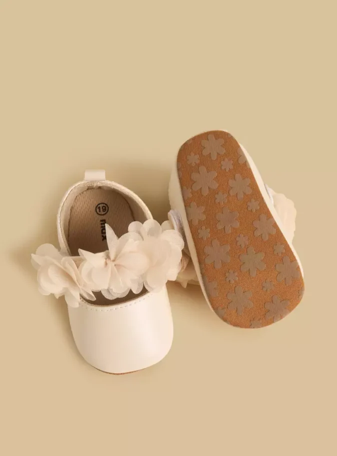 Floral Accent Booties with Hook and Loop Closure-4