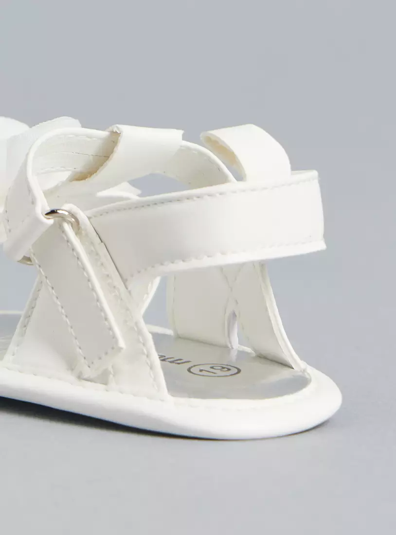 Floral Accent Booties with Hook and Loop Closure-4