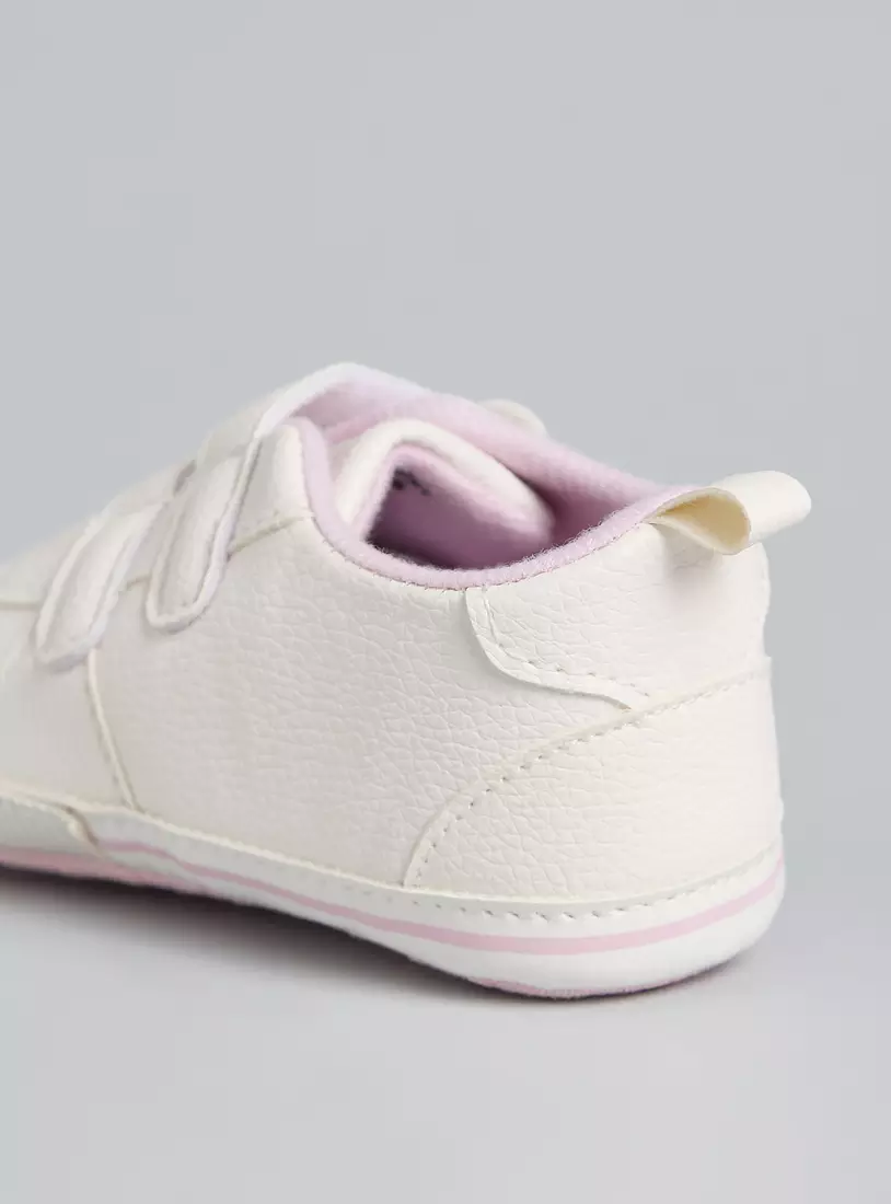 Floral Accent Booties with Hook and Loop Closure-4