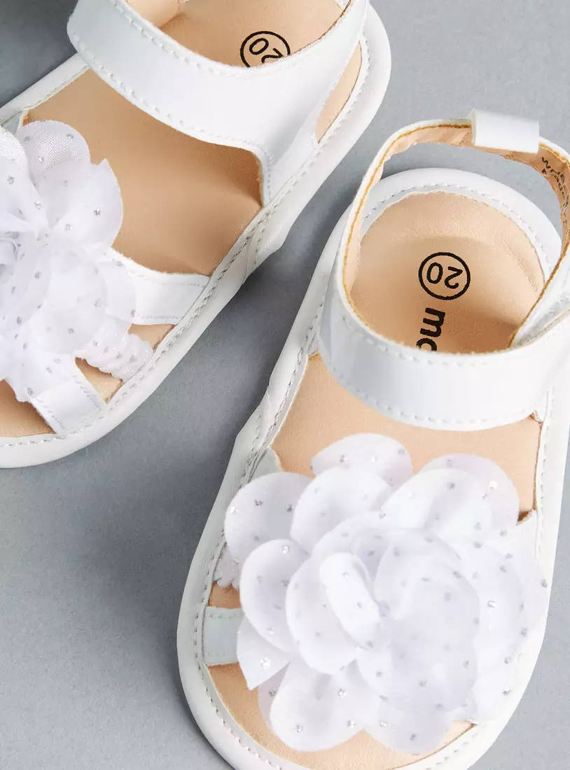 Floral Accent Booties with Hook and Loop Closure2