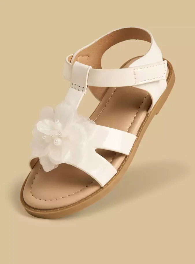 Floral Accent Sandals with Hook and Loop Closure-1