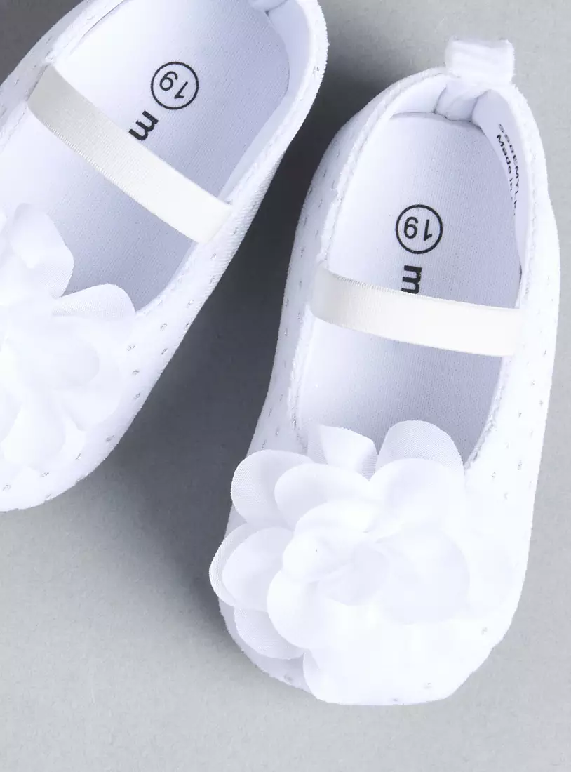 Floral Accent Slip-On Booties with Elastic Strap-2