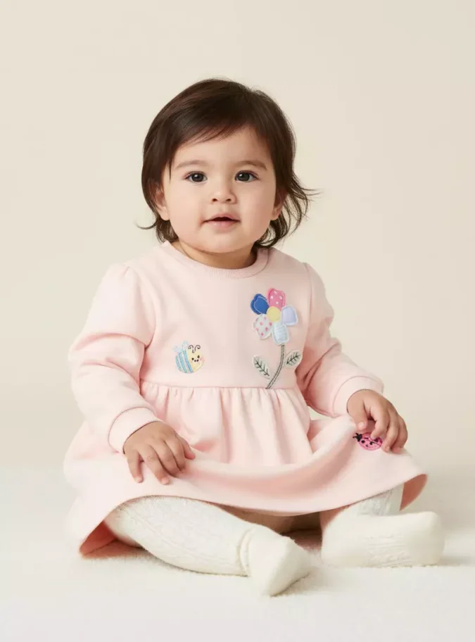 Floral Applique Sweat Dress-1