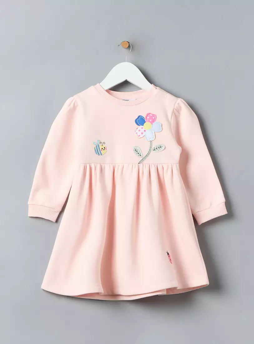 Floral Applique Sweat Dress-2
