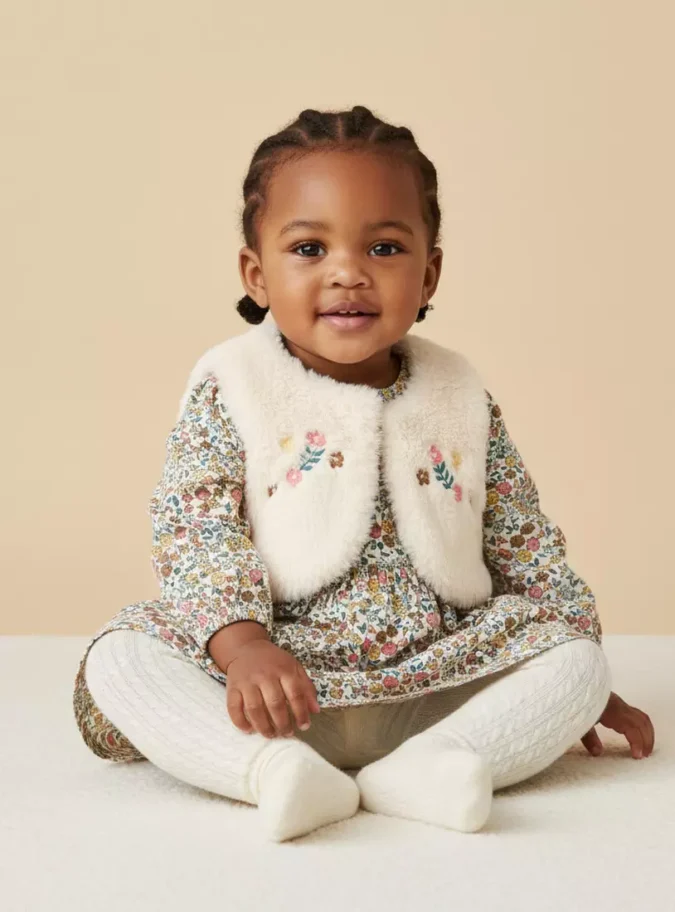 Floral Print Cotton Dress with Shrug-1