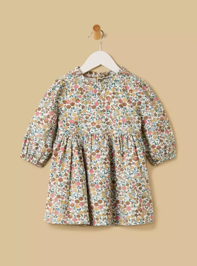 Floral Print Cotton Dress with Shrug-3