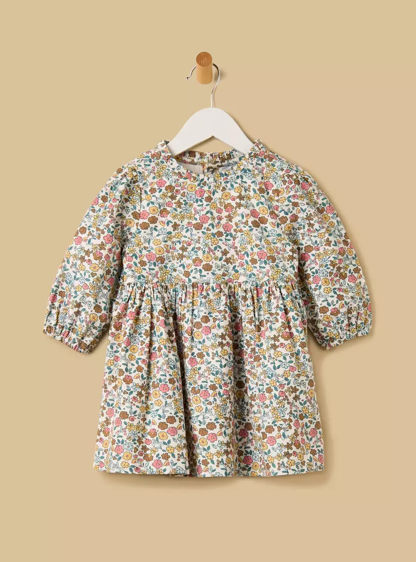 Floral Print Cotton Dress with Shrug-3